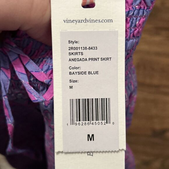 Vineyard Vines‎ Sz M Anegada Block Tiered Ruffled Skirt Bayside Blue Purple NWT - Picture 3 of 7